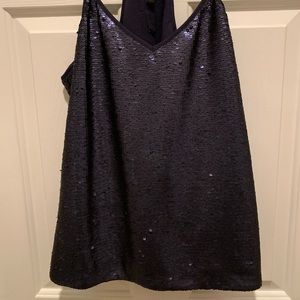 Banana Republic Blue Sequin Spaghetti Strap Top